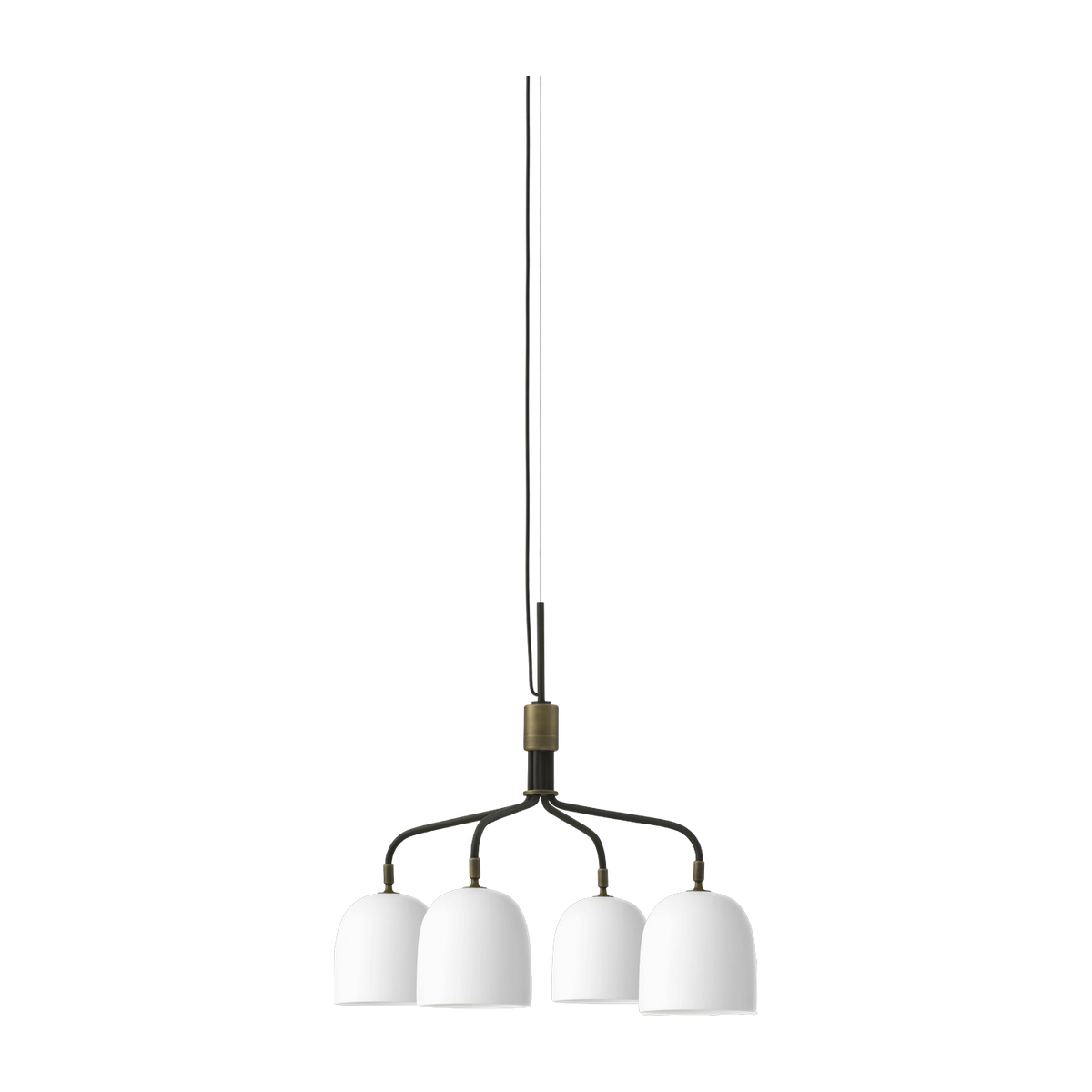 Lámpara de araña blanca 4 brazos cortos base negra Howard Chandelier - Gubi