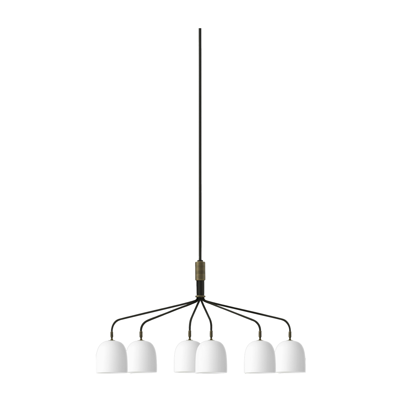 Lámpara de araña blanca 6 brazos base negra 16 cm Howard Chandelier - Gubi