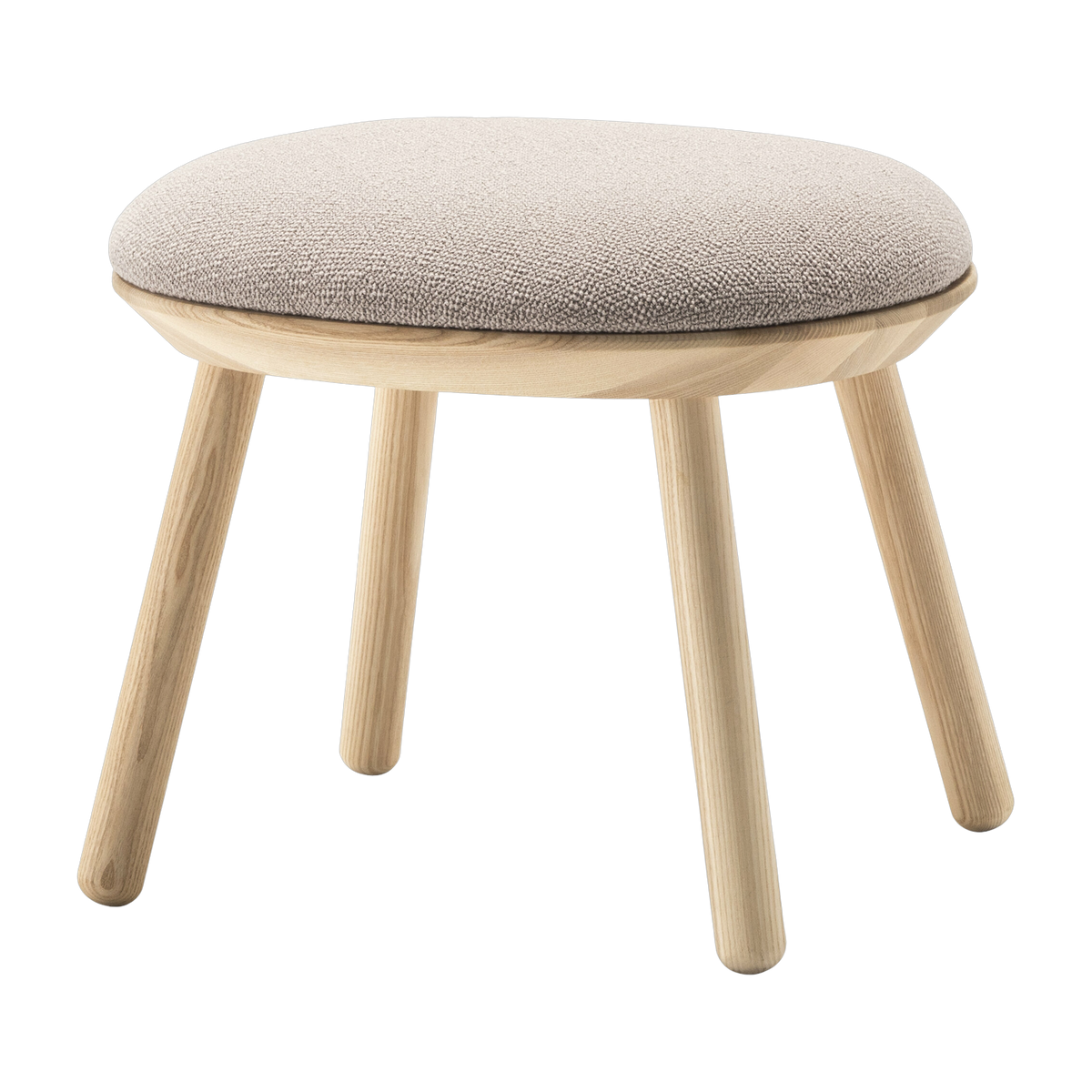 Sgabello in frassino e tessuto beige Naïve - Emko