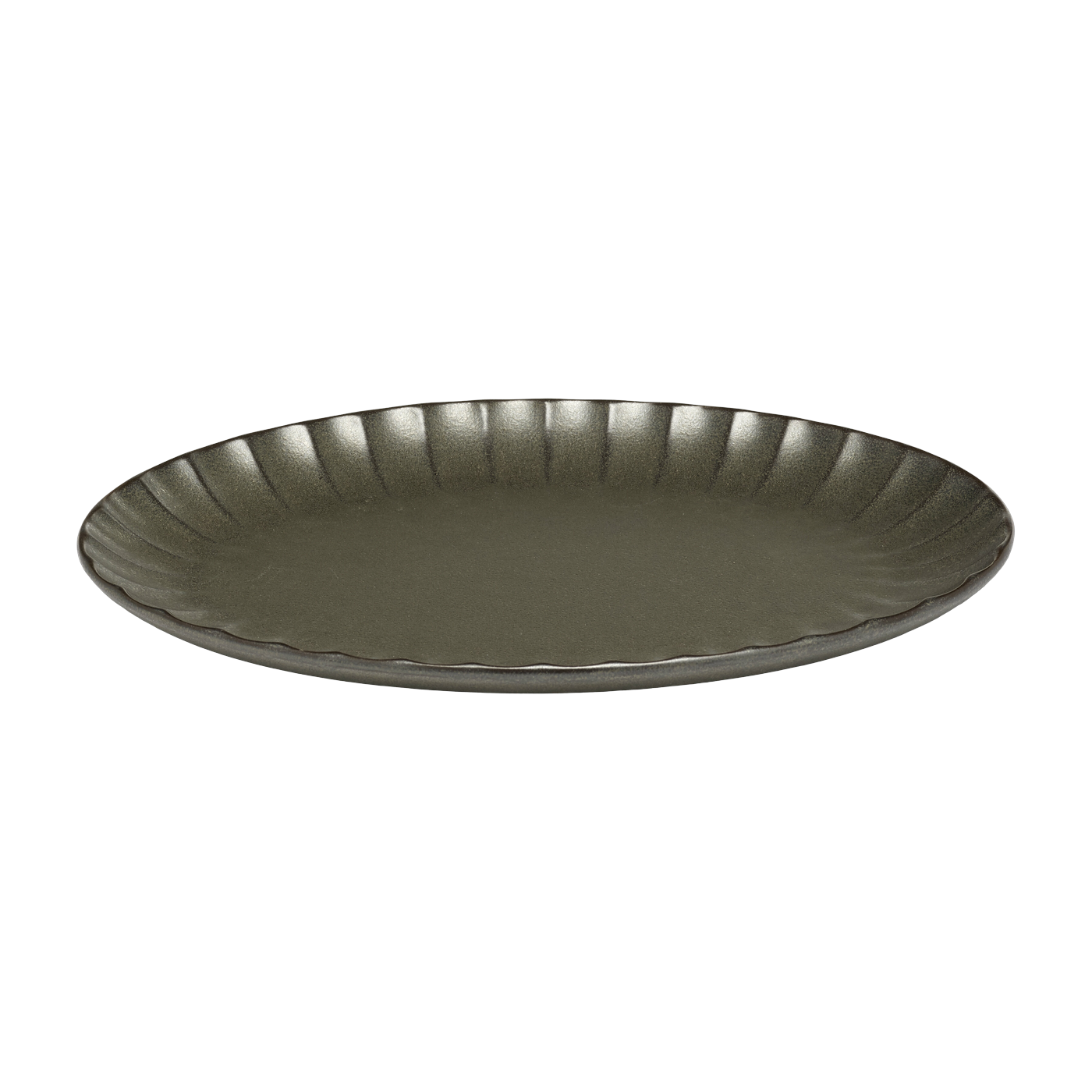 Inku green oval stoneware plate 25 cm - Serax
