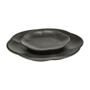 Inku 14 cm black ribbed stoneware plate - Serax