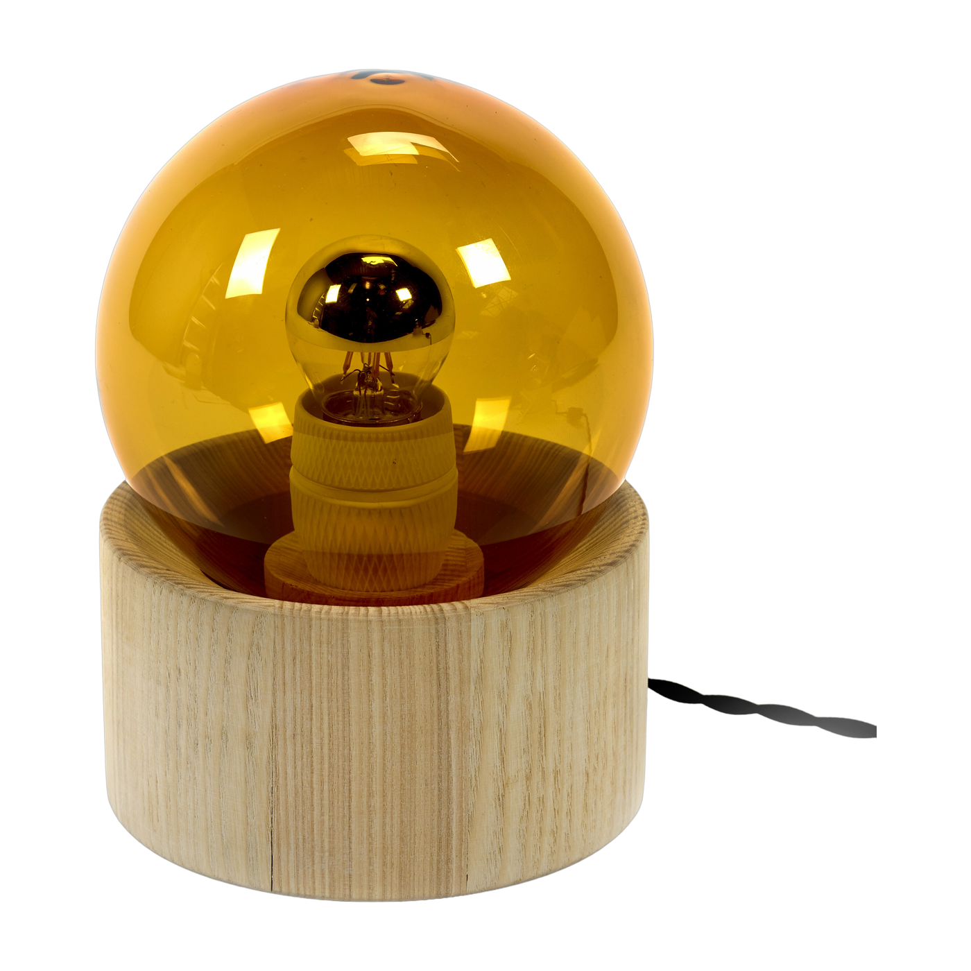 Lampe en bois naturel et en verre ambré Full Moon - Serax