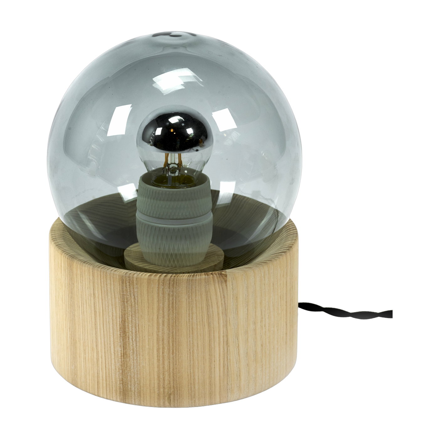 Lampe en bois naturel et en verre grisé Full Moon - Serax