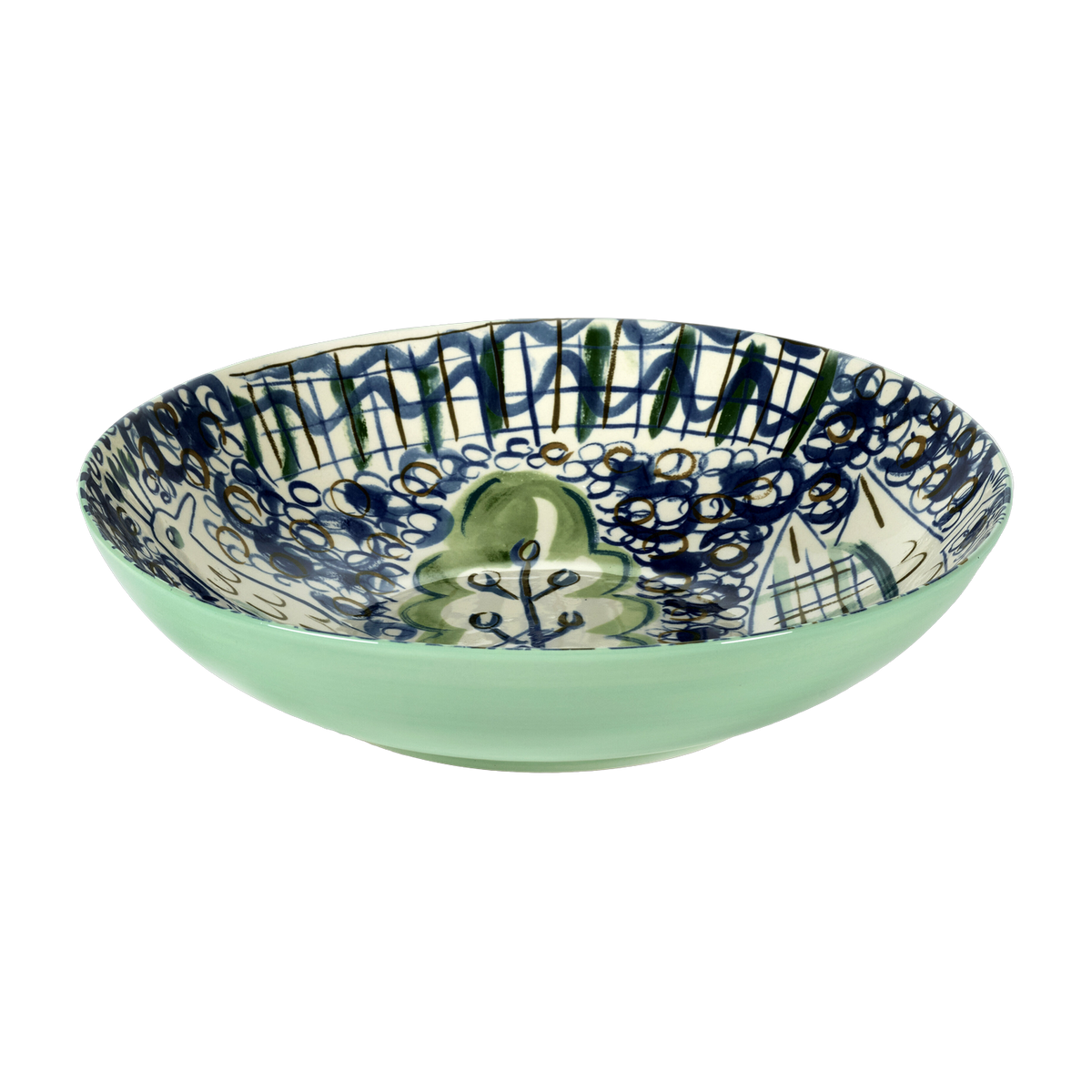 Piatto fondo in gres blu e verde 8 cm Kimono - Serax