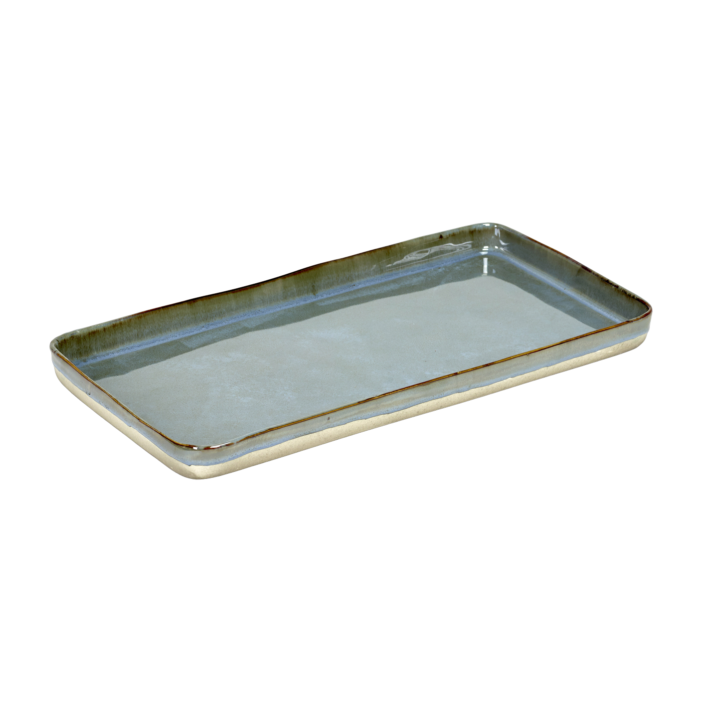 Plato rectangular de gres azul ahumado 37 x 20 cm - Serax