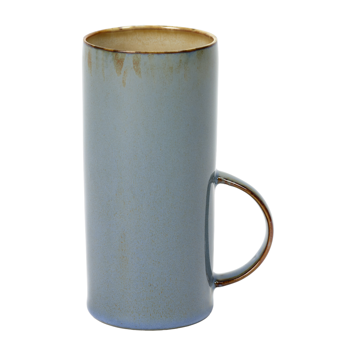 Tazza da tè cilindrica in gres blu fumé e beige 13 cm - Serax
