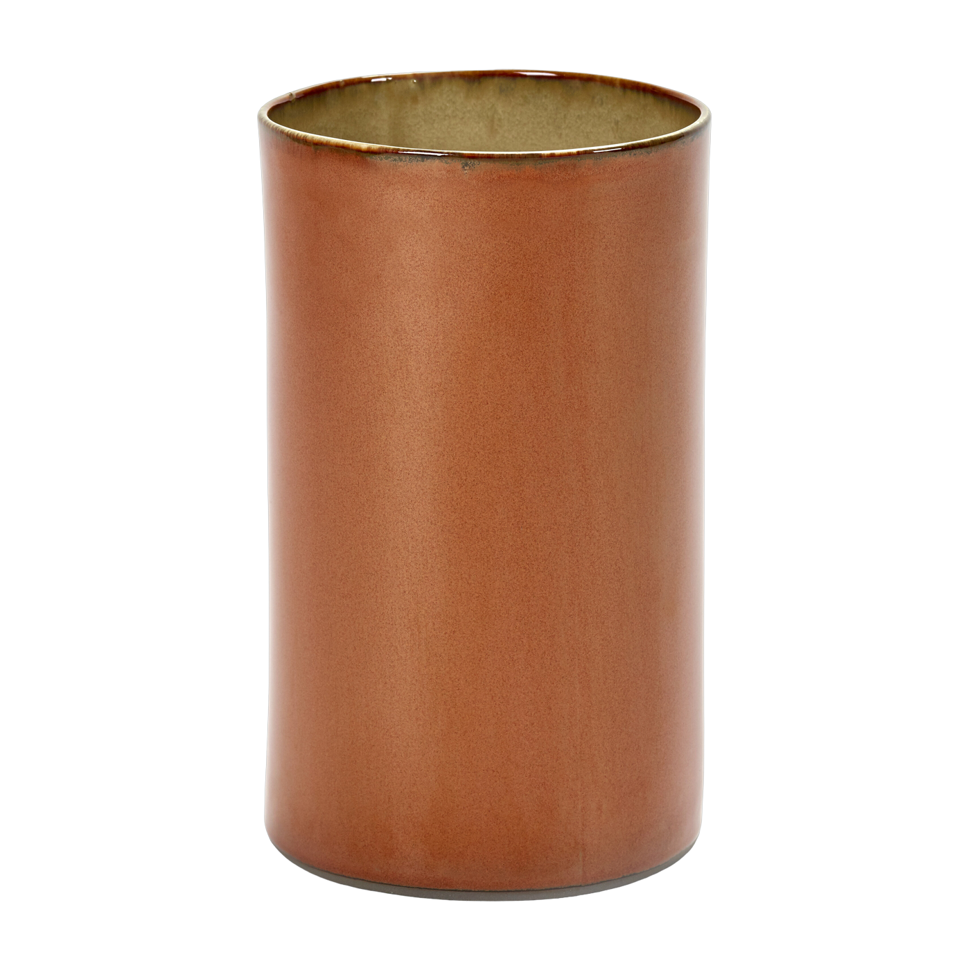 Vase zylindrisch hoch aus rostfarbenem Steinzeug 12 cm -. Serax