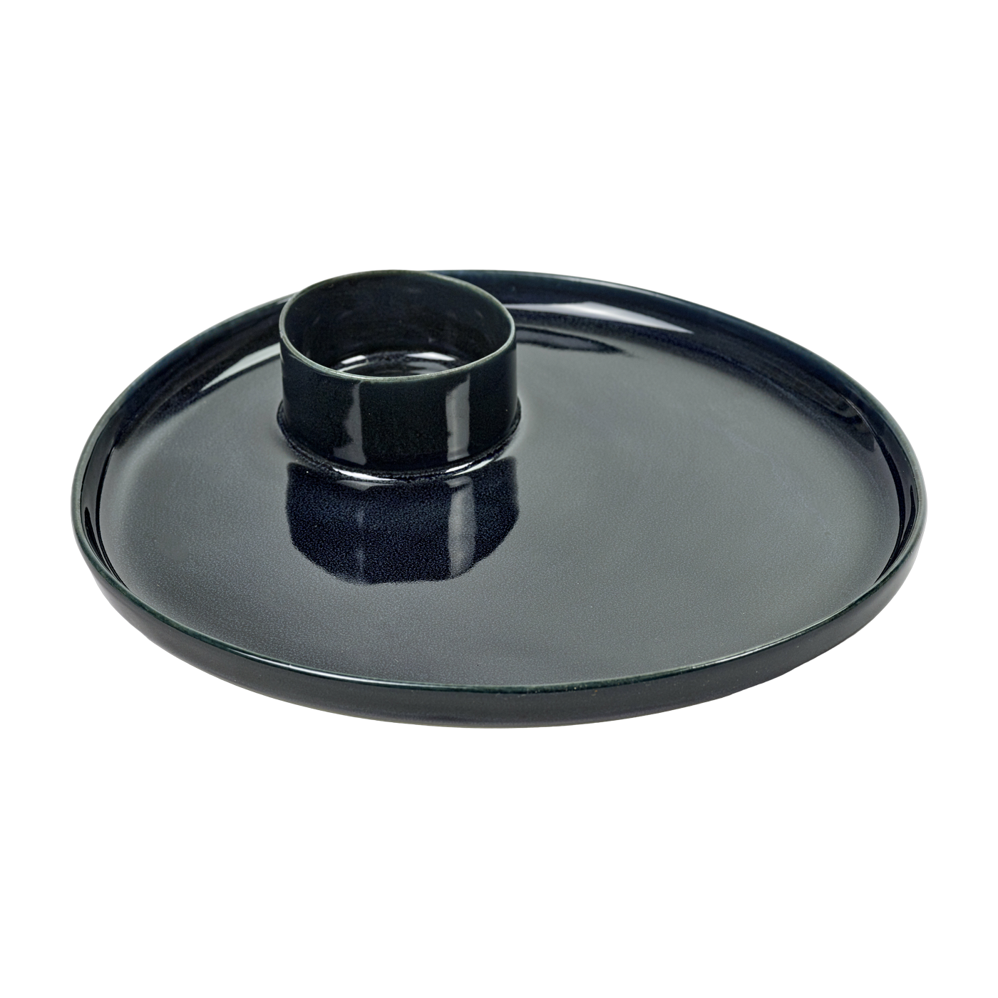 Piatto piano grande da tapas in gres blu marino 15 cm - Serax