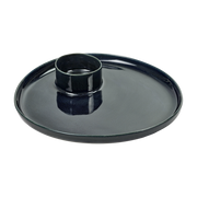 Large flat tapas plate in navy blue stoneware 15 cm - Serax