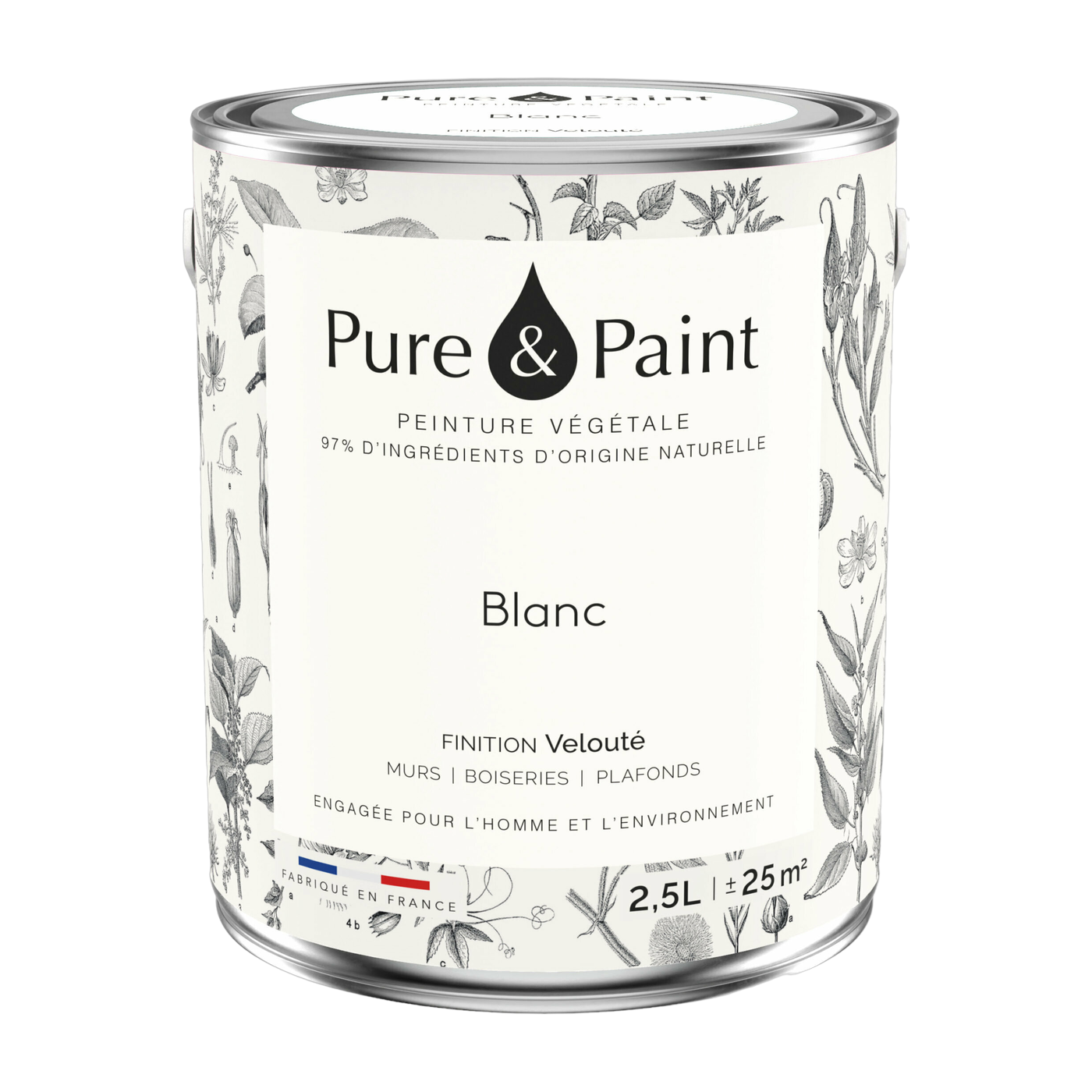 دهان نباتي مخملي أبيض 2.5 لتر - Pure & Paint