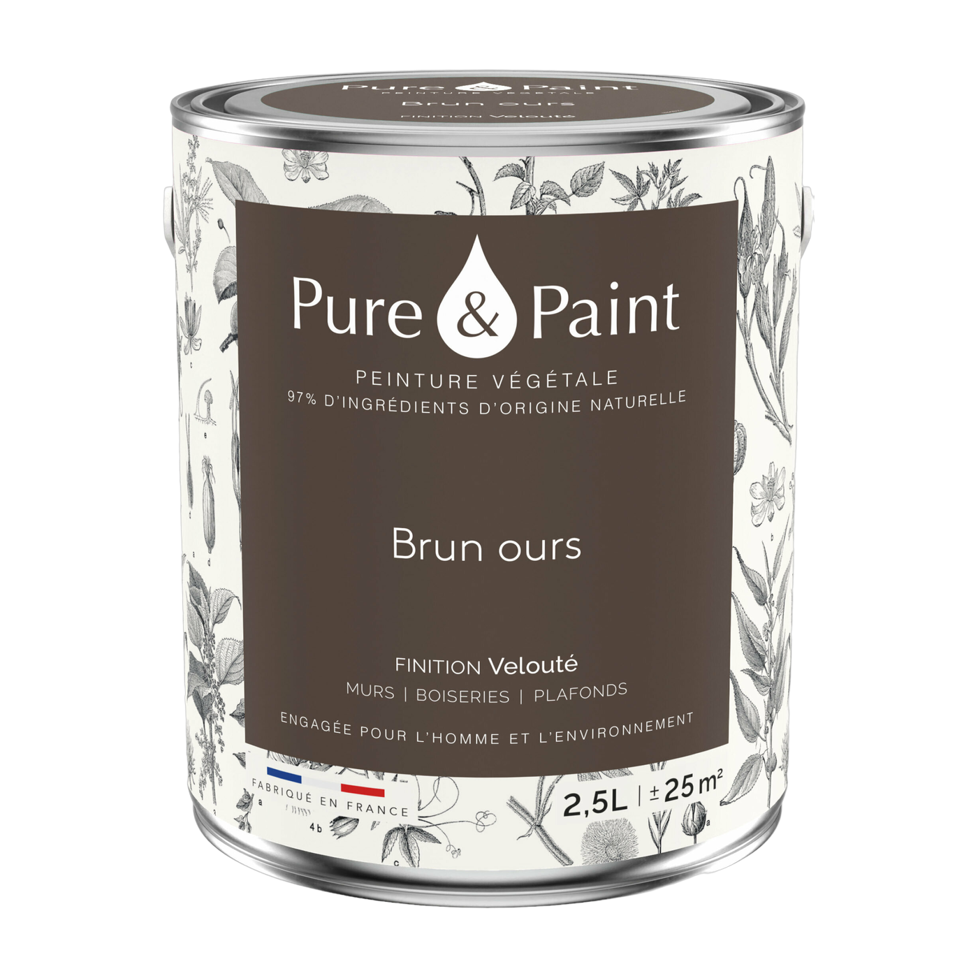 دهان نباتي مخملي بلون بني الدب 2.5L - Pure & Paint