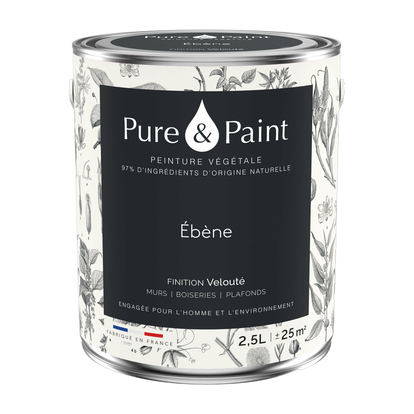 دهان نباتي مخملي باللون الأبنوس 2.5L - Pure & Paint