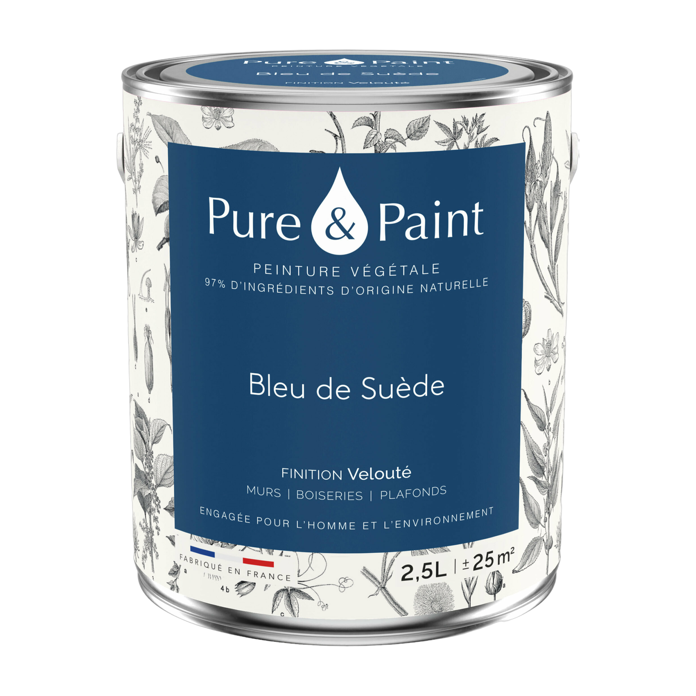 Vegetable paint velvety Blue of Sweden 2, 5L - Pure & Paint