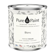 Pflanzenfarbe samtig Weiss 0, 5L - - Pure & Paint