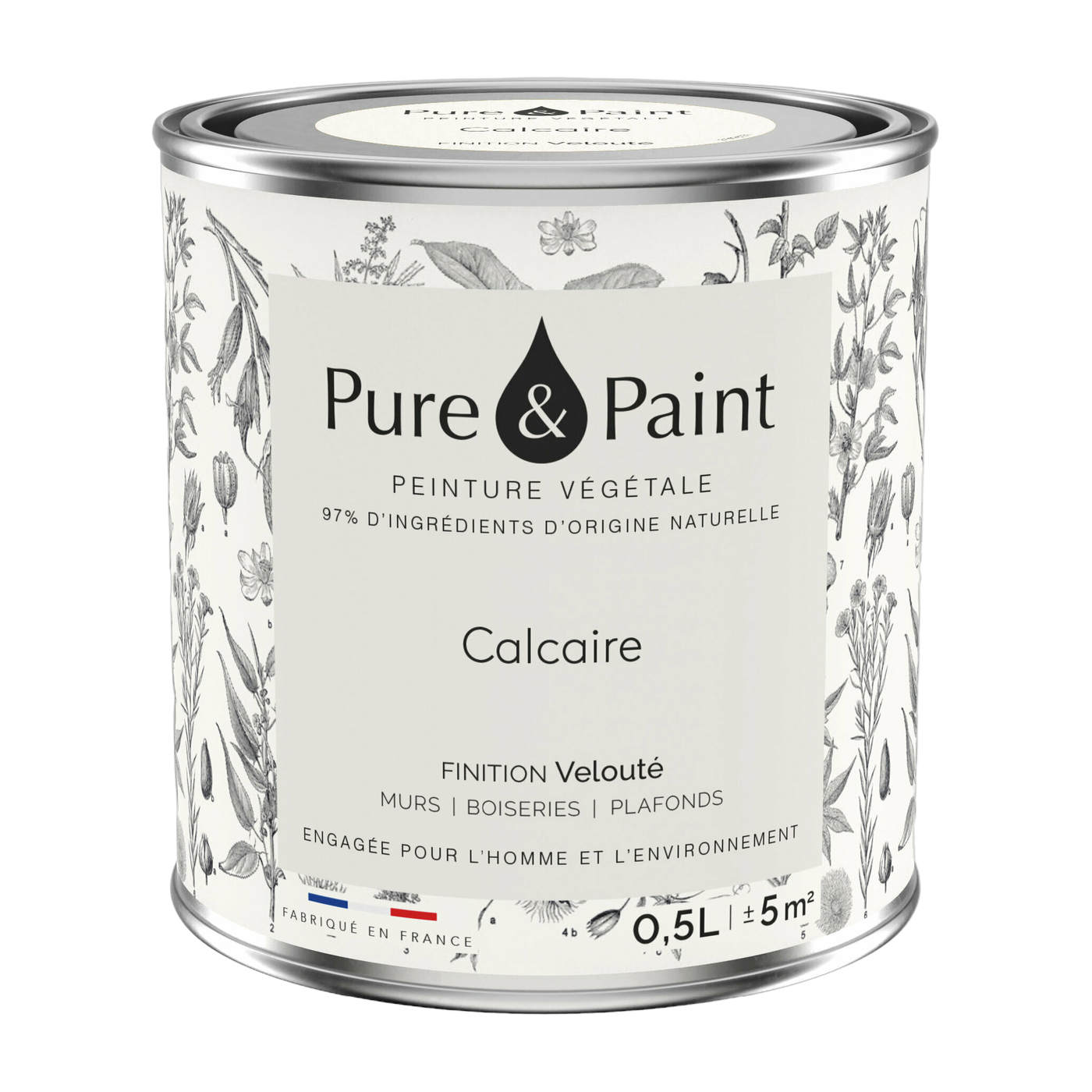دهان نباتي مخملي Calcaire 0,5L - Pure & Paint