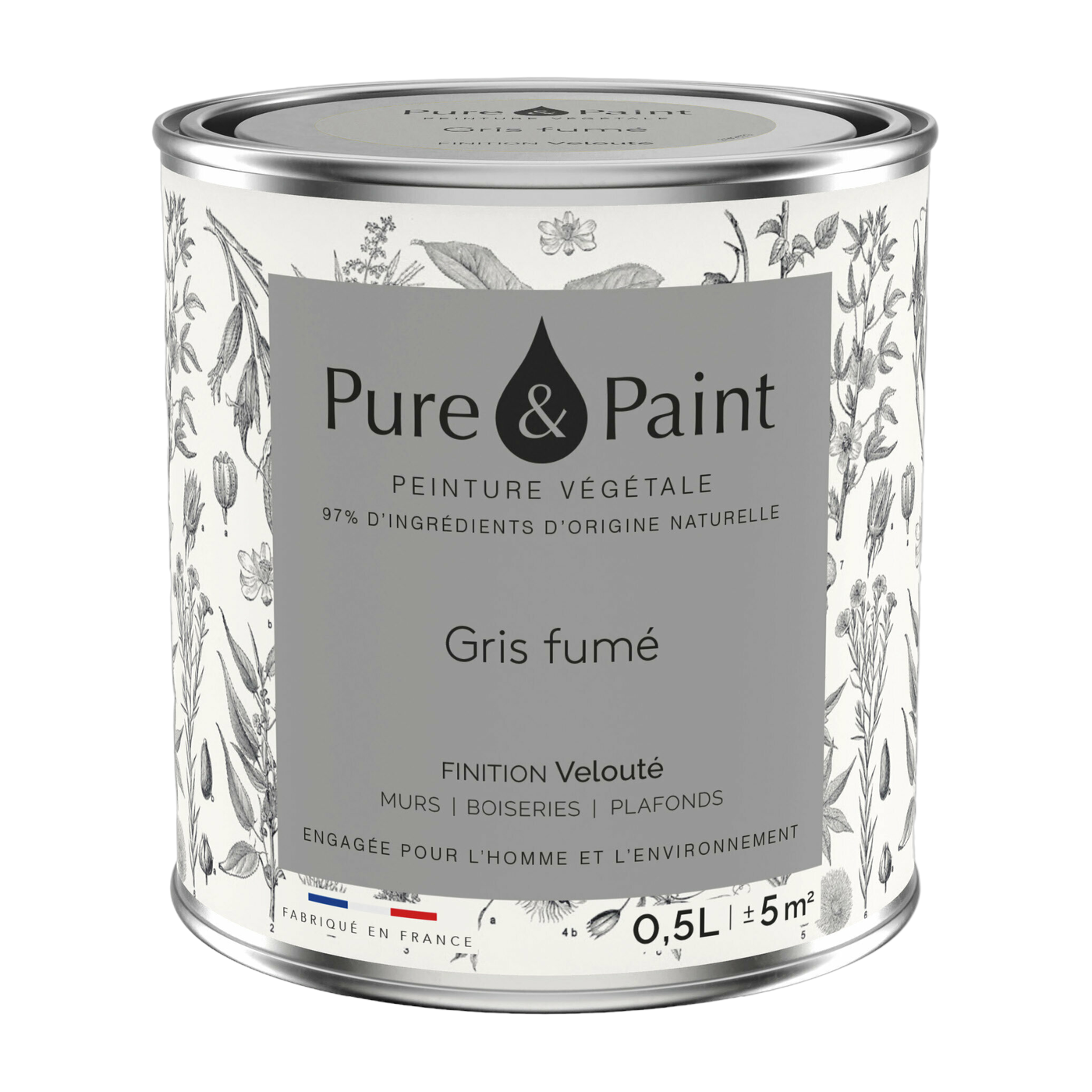 Smoky Grey velvet plant paint 0, 5L - Pure & Paint