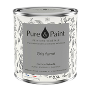 Vernice vellutata vegetale Grigio fumo 0, 5L Pure & Paint