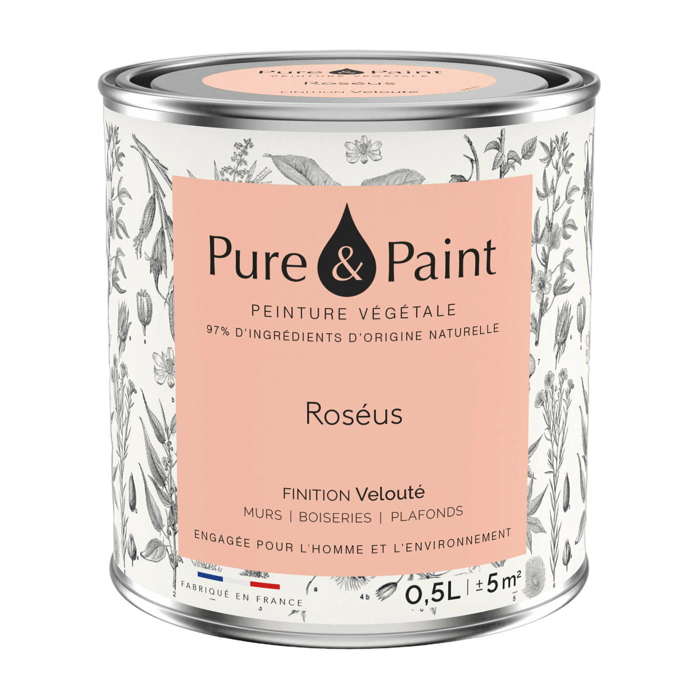 Roséus velvet vegetable paint 0, 5L - Pure & Paint