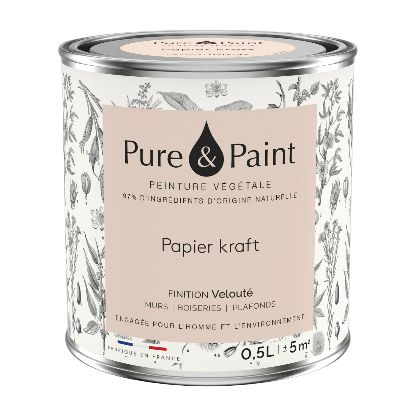 Vegetable velvet paint Kraft paper 0, 5L - Pure & Paint