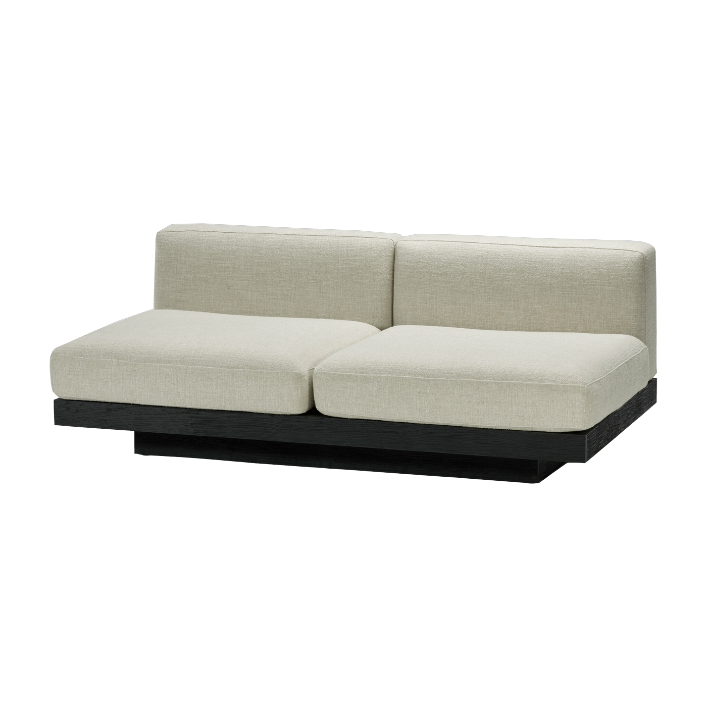 Sofá 2 plazas en madera negra y cojines blanco hueso 193 x 115 x 72 cm Rudolph - Serax