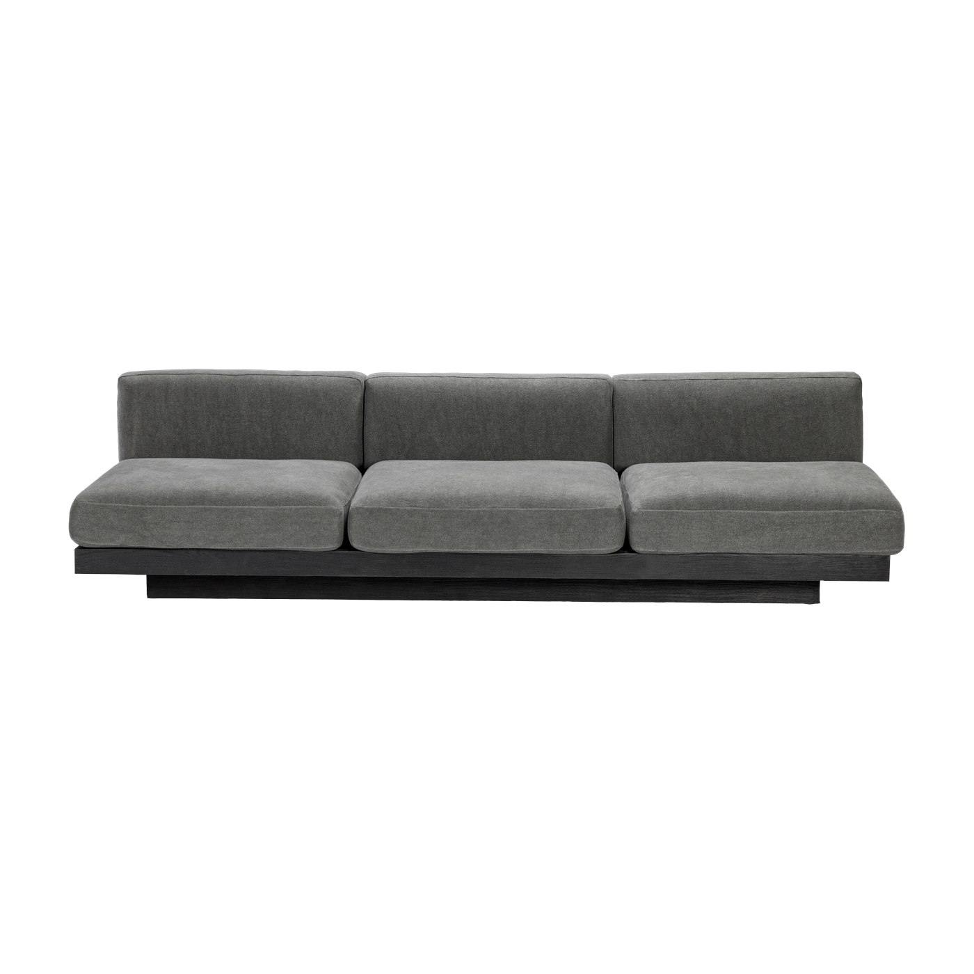Banco de interior 3 plazas en madera negra y cojines ahumados 287 x 115 x 72 cm Rudolph - Serax