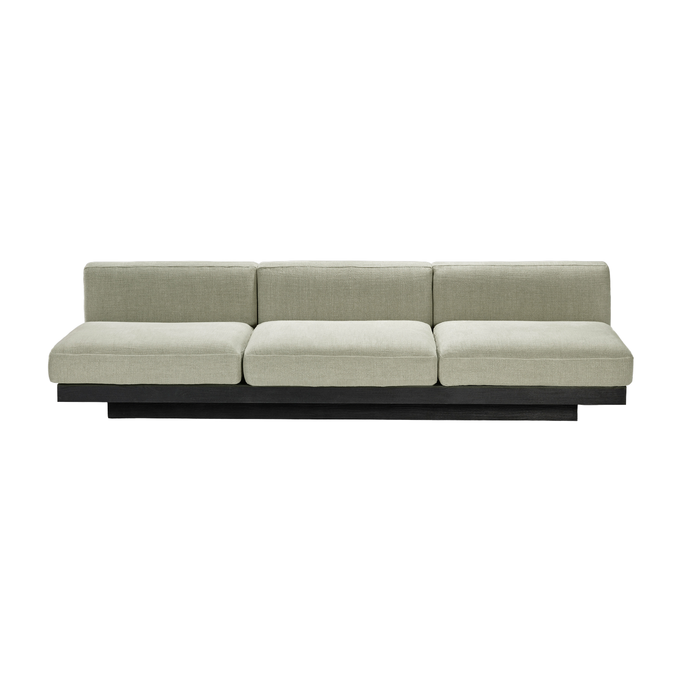 Sofá 3 plazas en madera negra y cojines arena 287 x 115 x 72 cm Rudolph - Serax