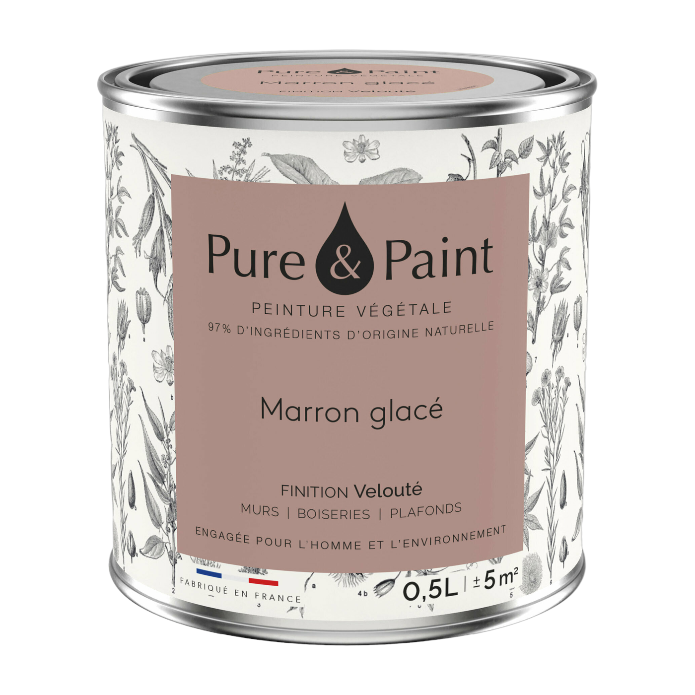 Marron glacé velvety vegetable paint 0, 5L - Pure & Paint