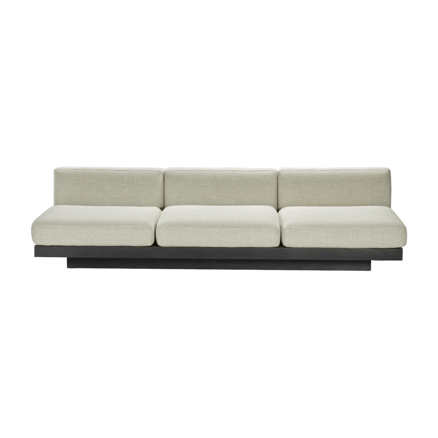 Sofá 3 plazas en madera negra y cojines blanco hueso 287 x 115 x 72 cm Rudolph - Serax