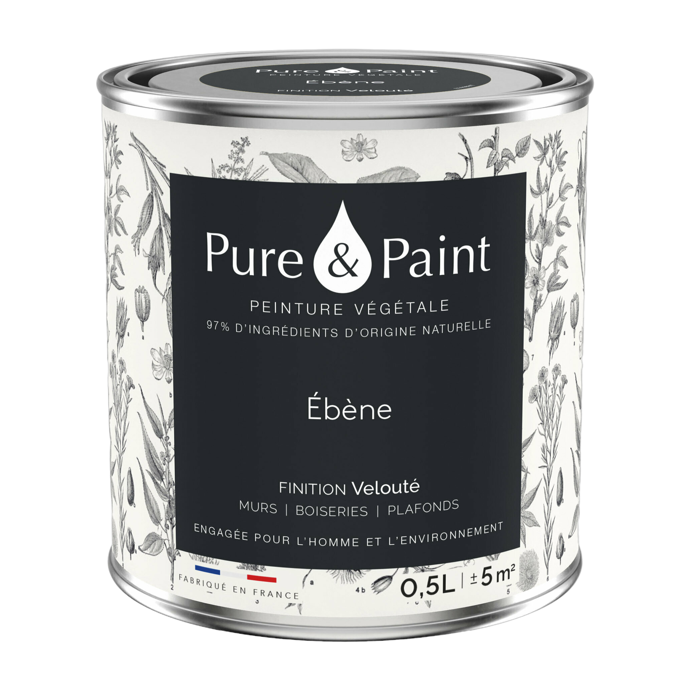 دهان نباتي ناعم الأبنوس 0,5 لتر - Pure & Paint