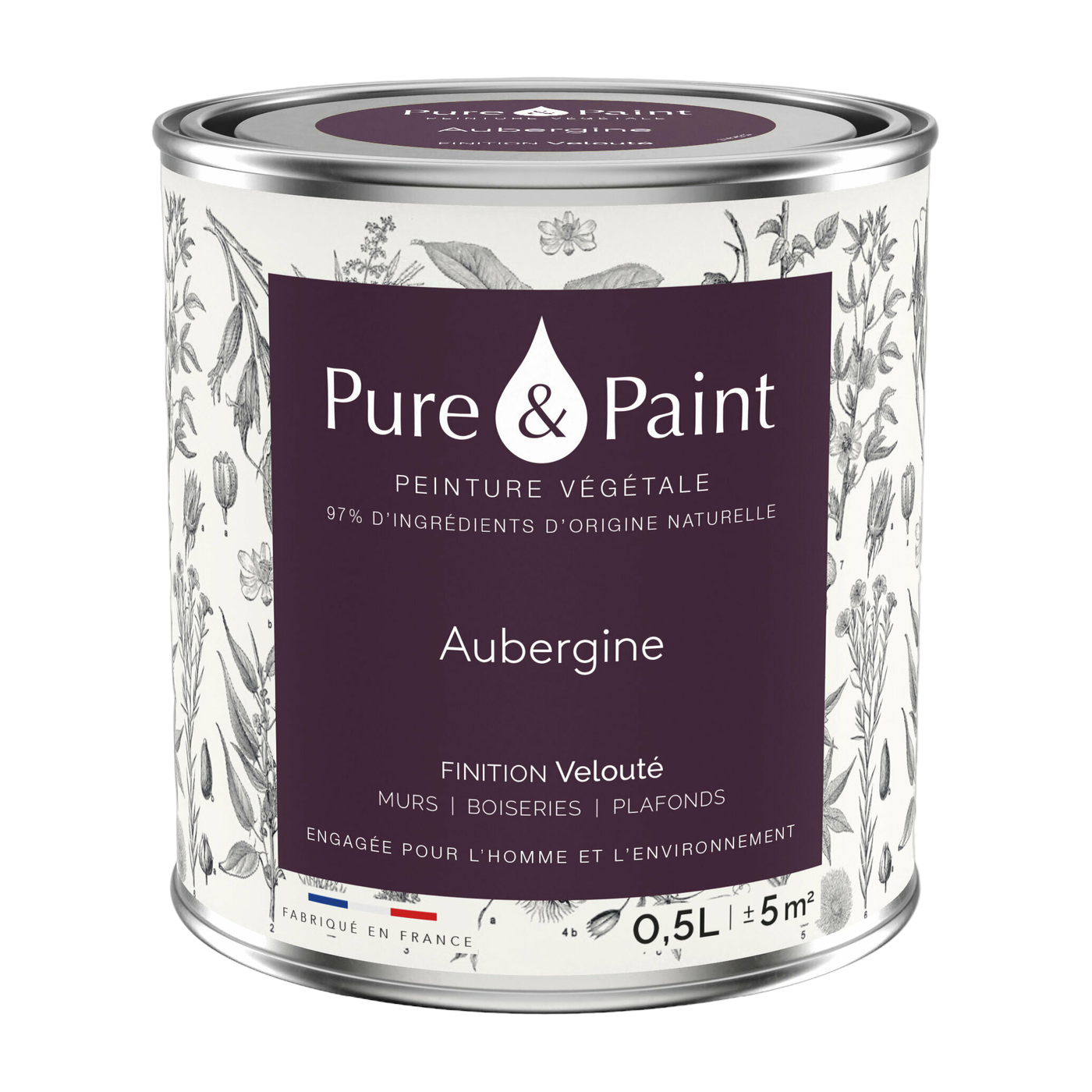 دهان نباتي ناعم الباذنجان 0,5 لتر - Pure & Paint