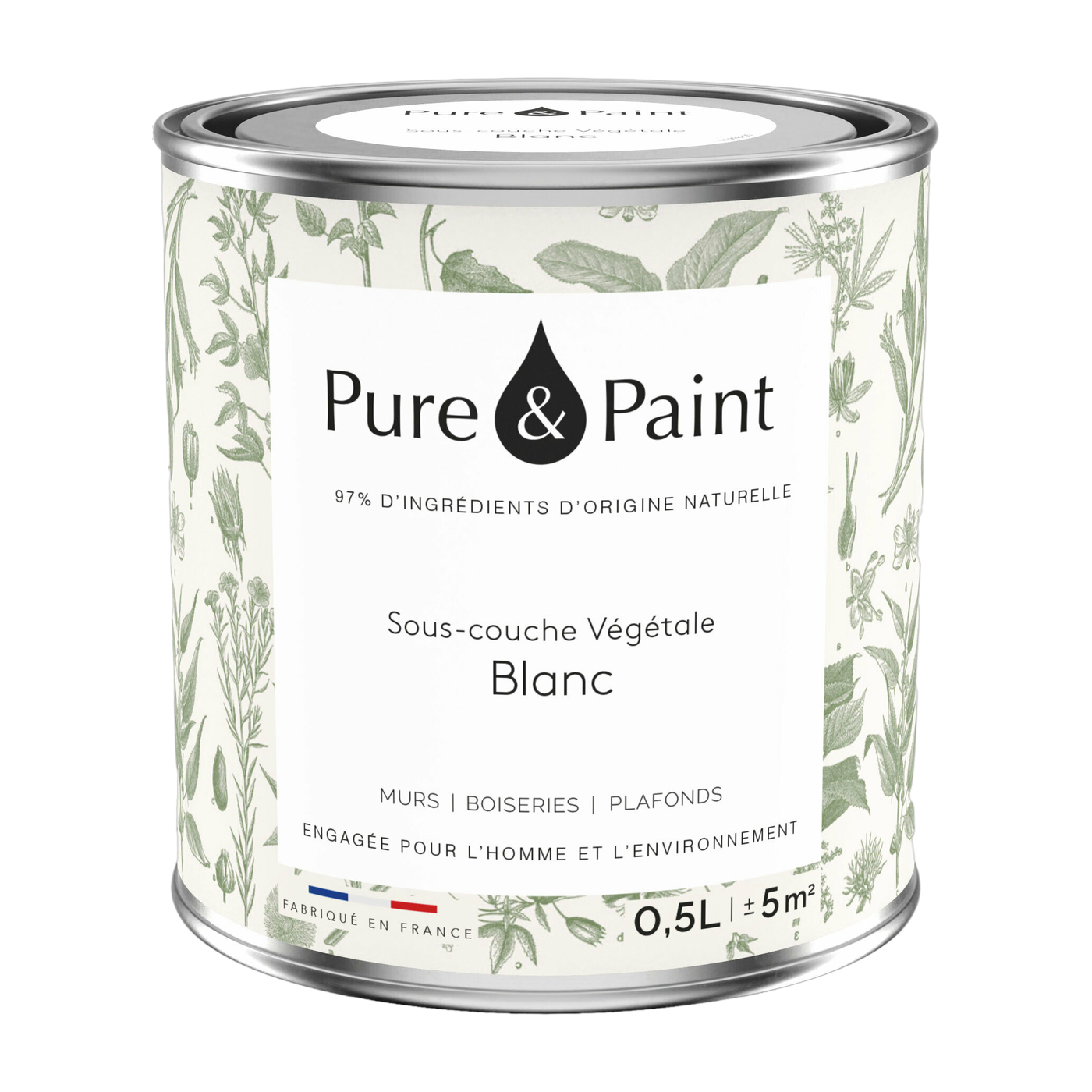 طبقة تحتية نباتية لون أبيض 0,5 لتر - Pure & Paint