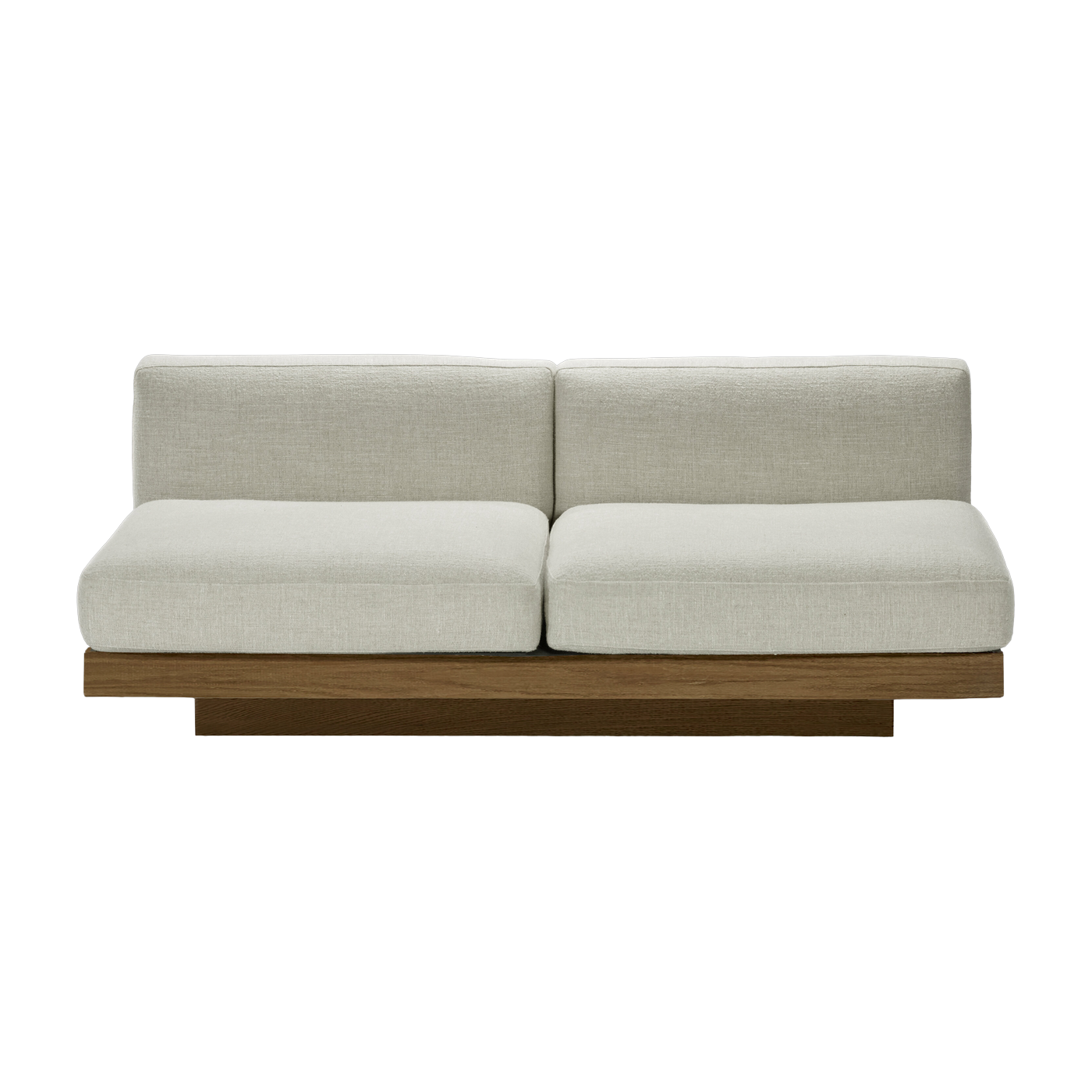 Sofá 2 plazas en madera cognac y cojines blanco hueso 193 x 115 x 72 cm Rudolph - Serax
