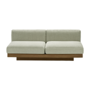 Divano a due posti in legno cognac e cuscini color sabbia 193 x 115 x 72 cm Rudolph - Serax