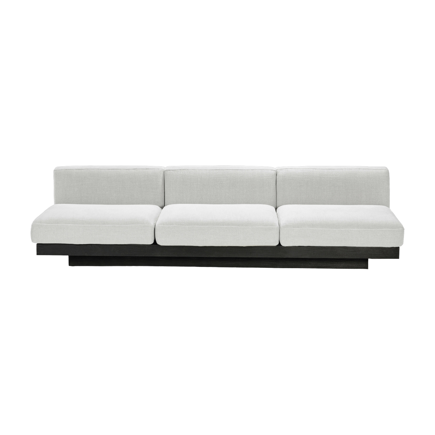 Sofá de tres plazas Rudolph en madera negra y cojines blancos 287 x 115 x 72 cm - Serax