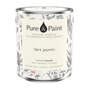 Peinture végétale velouté Vert jasmin 2,5L - Pure & Paint