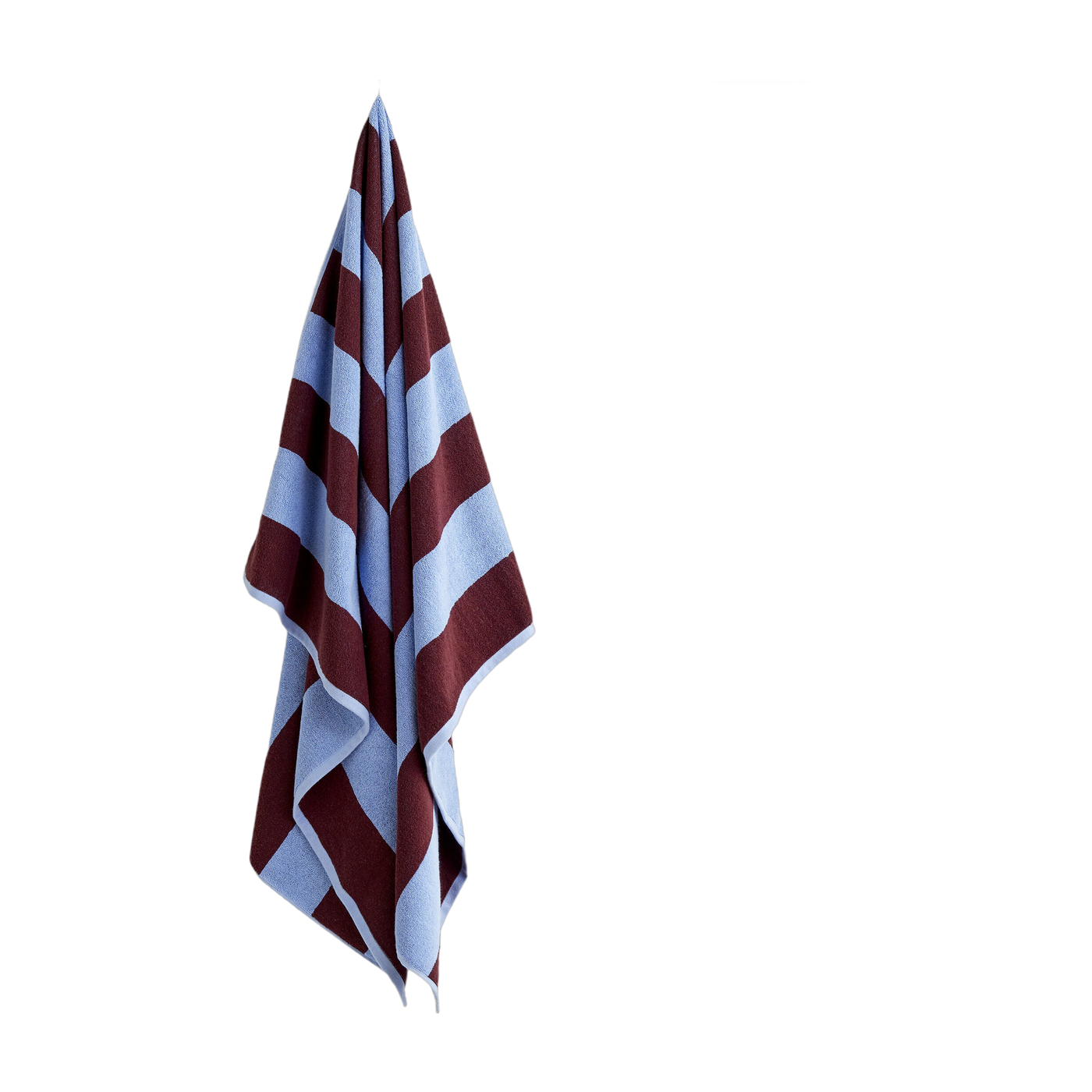 Frotté burgundy and sky blue striped towel - HAY