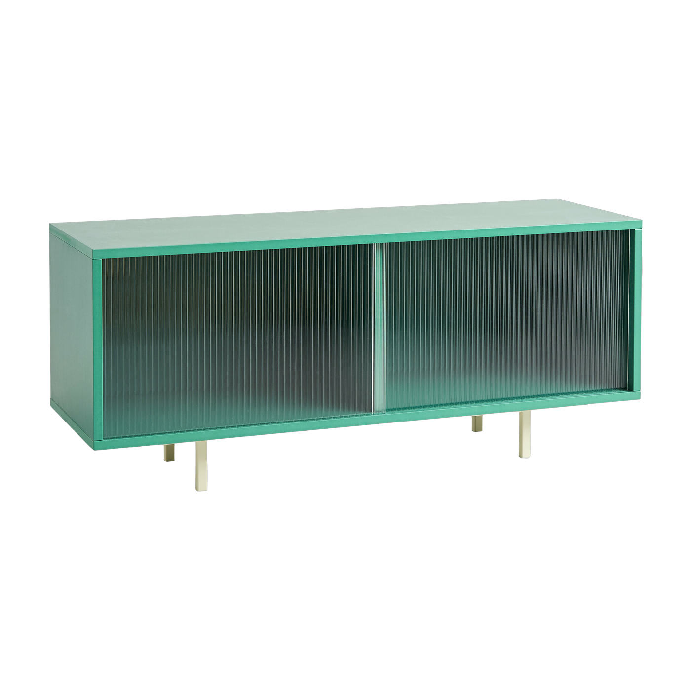 Buffet bas M en bois vert menthe avec portes vitrées - Hay