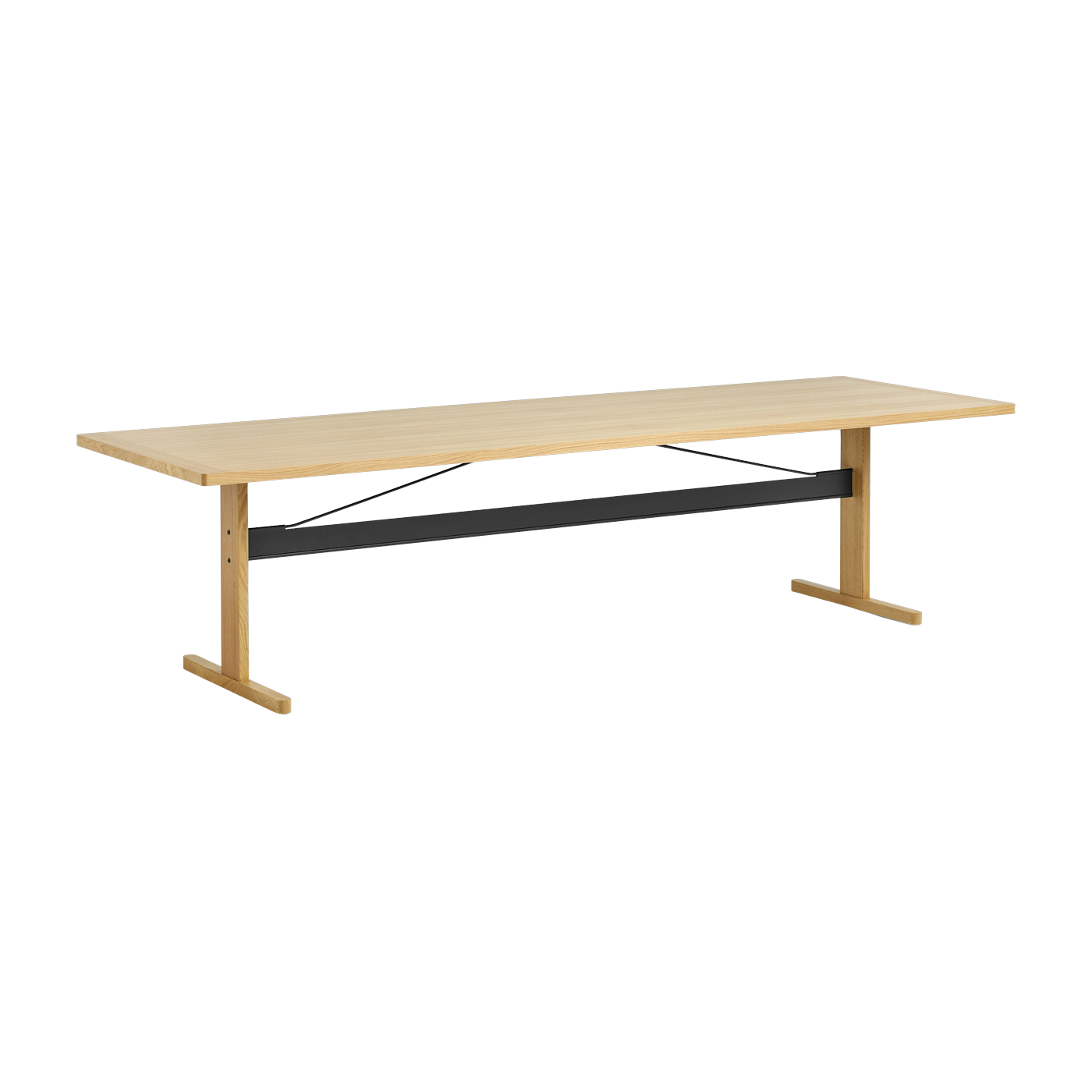 Rectangular dining table in natural oak and black 300 cm Passerelle - Hay