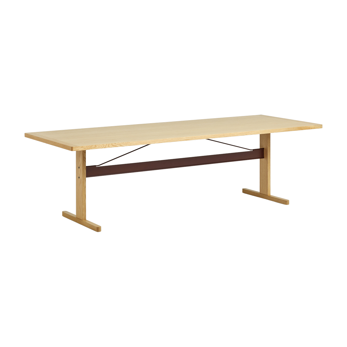 Rectangular dining table in natural oak and terracotta 260 cm Passerelle - Hay