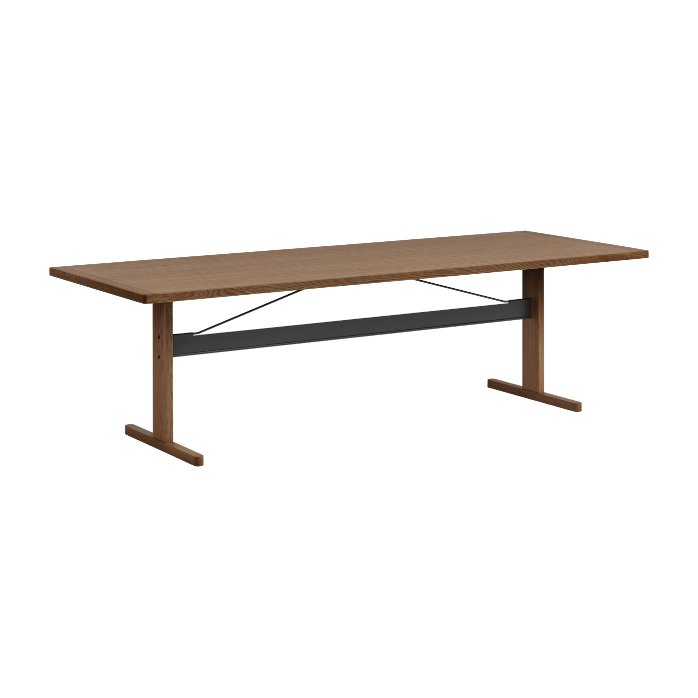 Rectangular dining table in natural walnut and black 260 cm Passerelle - Hay