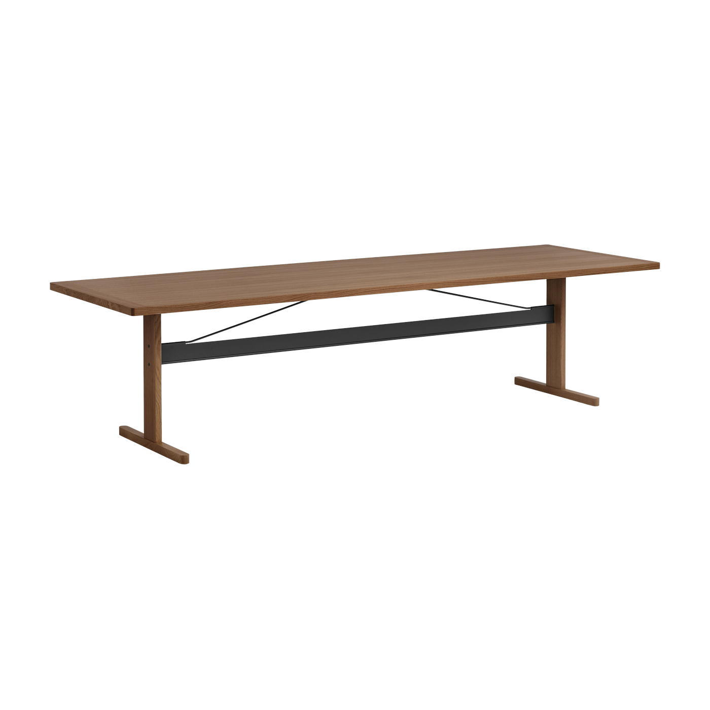 Rectangular dining table in natural walnut and black 300 cm Passerelle - Hay