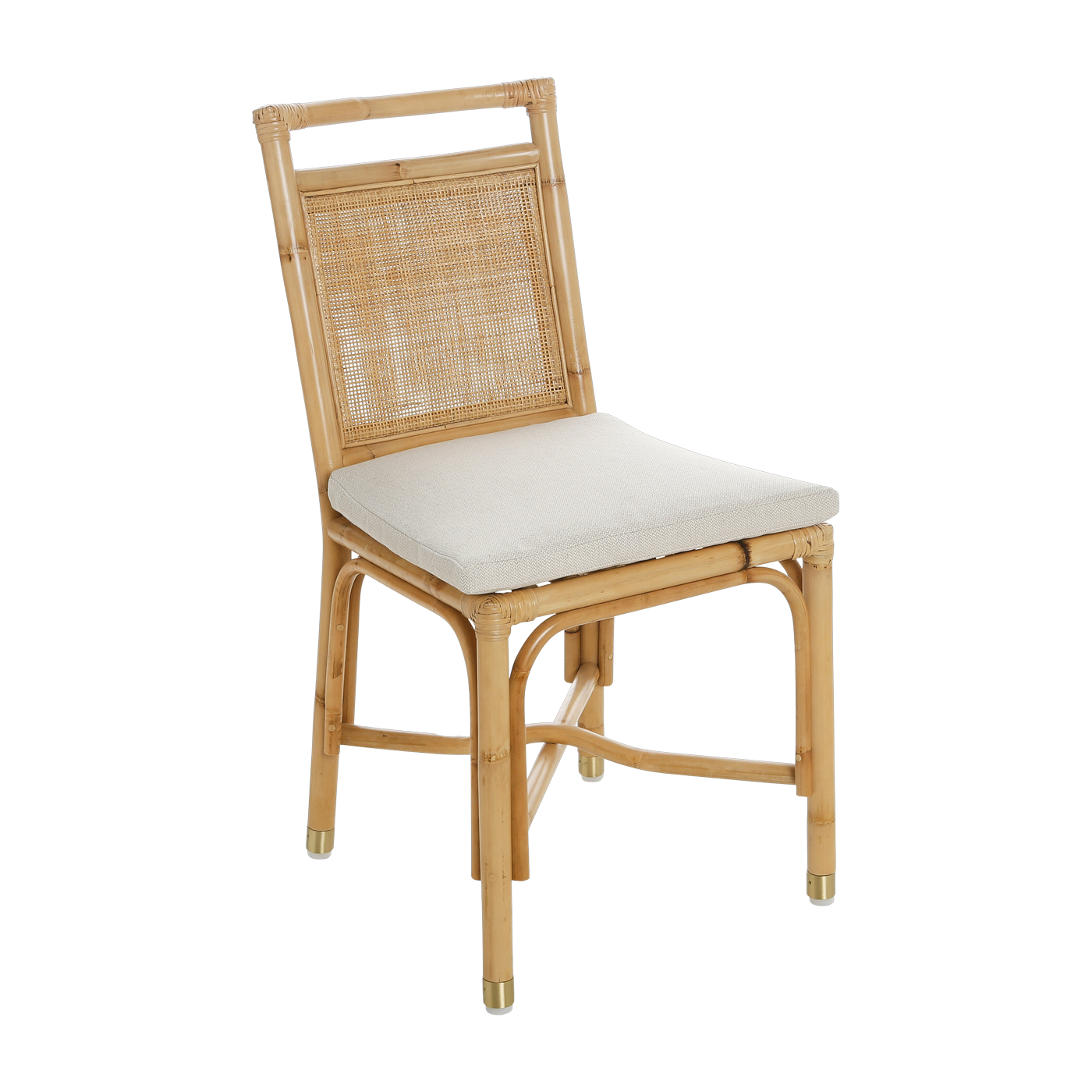 Chaise en rotin avec coussin en lin blanc 44 x 92 x 46 Riviera - KOK