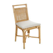 Sedia in rattan con cuscino in lino bianco 44 x 92 x 46 Riviera - KOK