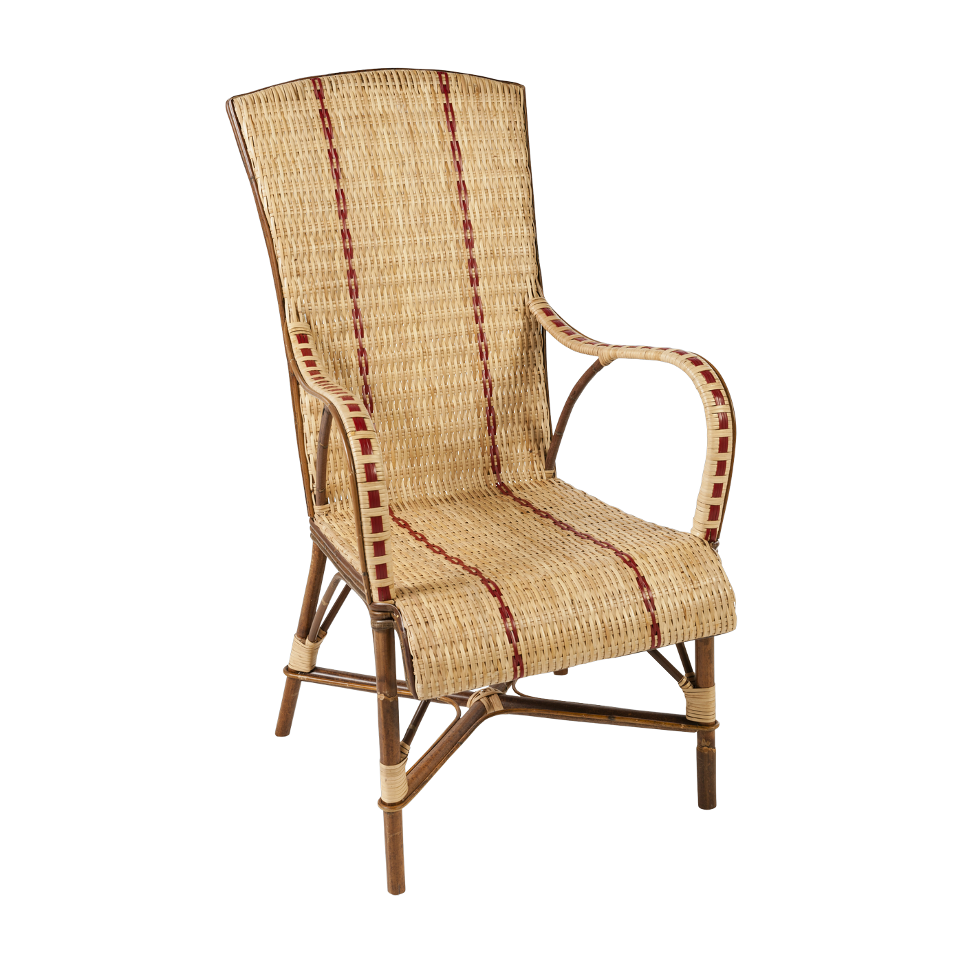 Fauteuil en rotin foncé et filets en résine rouge 105 x 60 x 77 Bagatelle - KOK