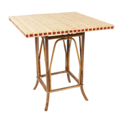 Square table in dark rattan and red resin nets 77 x 70 x 70 Bagatelle - KOK