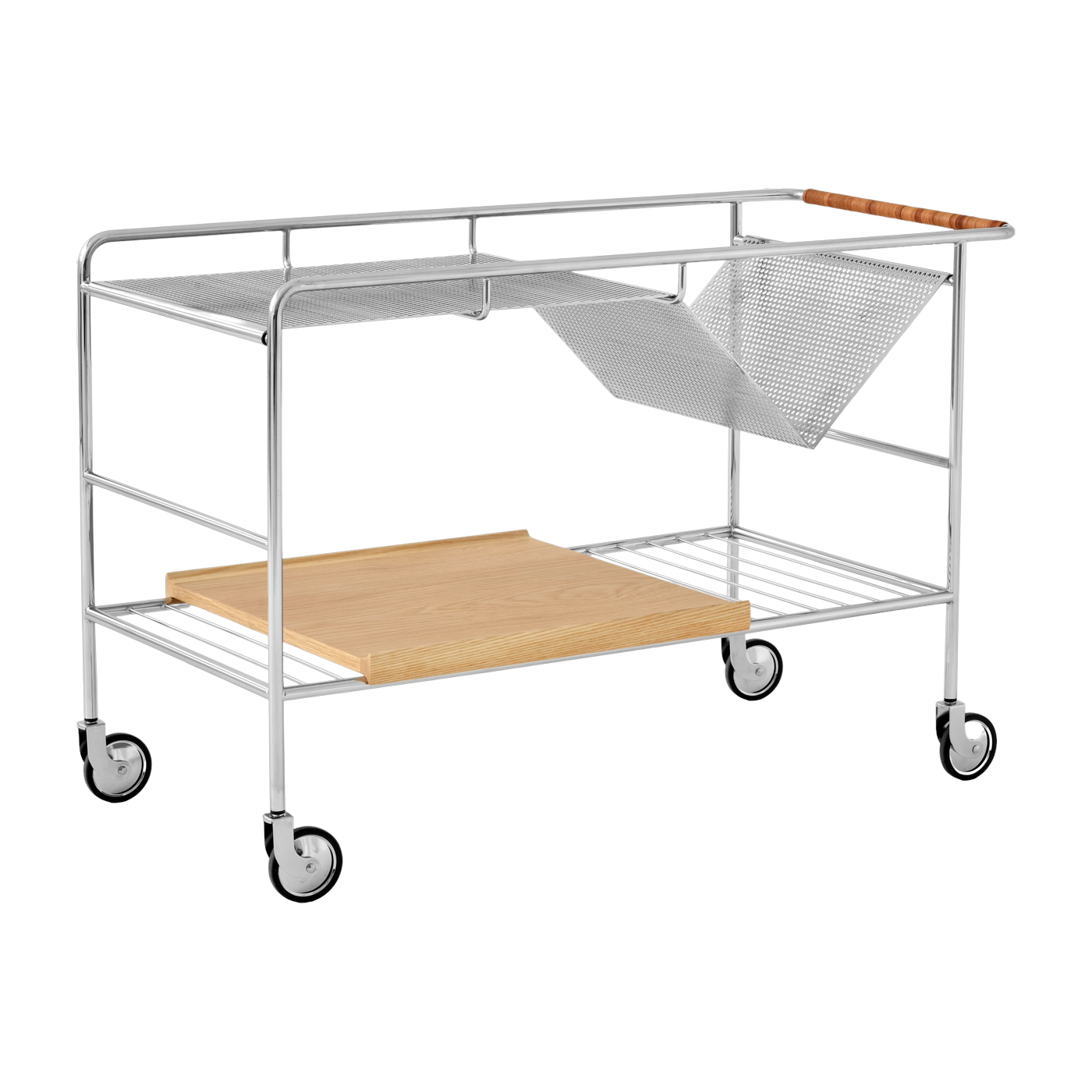 Carrello multifunzionale in cromo e rovere laccato naturale Alima NDS1 - &tradition