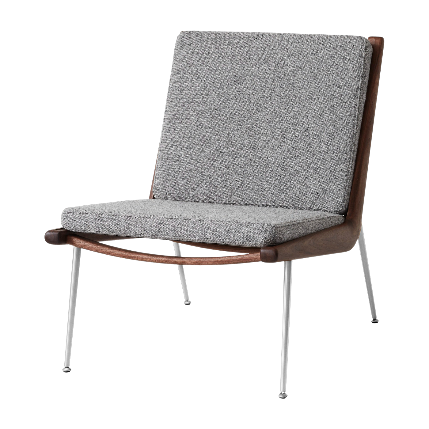 Walnut and fabric armchair Hallingdal 130 with steel base Boomerang - &tradition