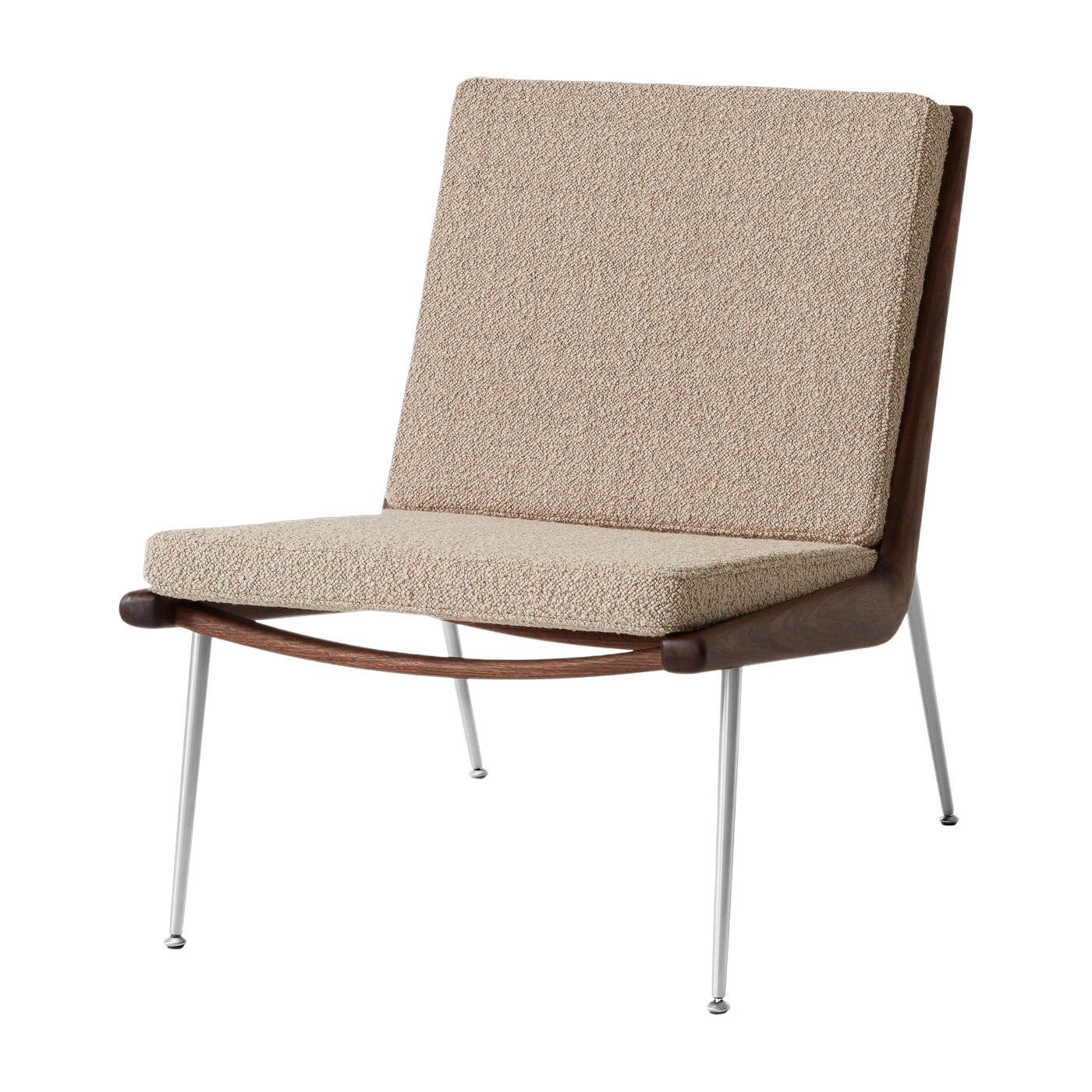 Karakorum 003 walnut and fabric armchair with steel base Boomerang HM1 - &tradition