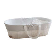 White natural fiber bassinet with gray Moses lining - Happy Moses