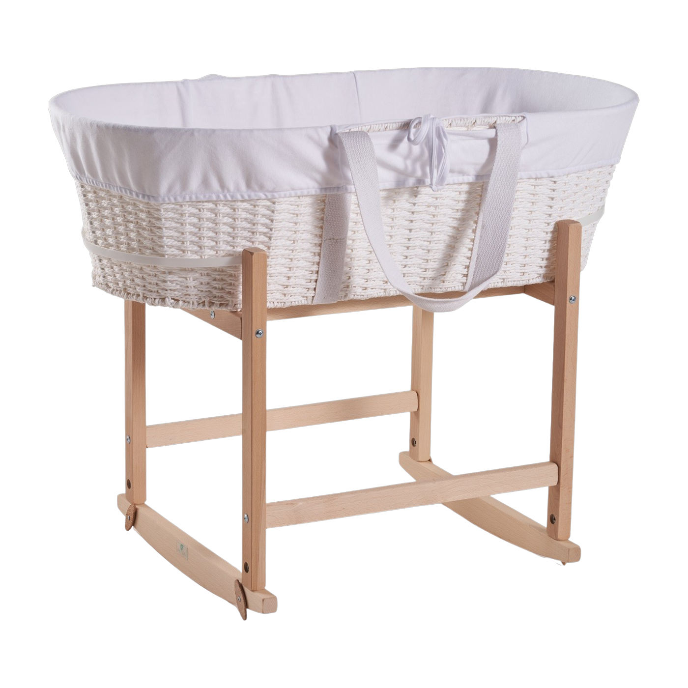 Cesta de fibra natural blanca con revestimiento blanco Moisés - Happy Moses
